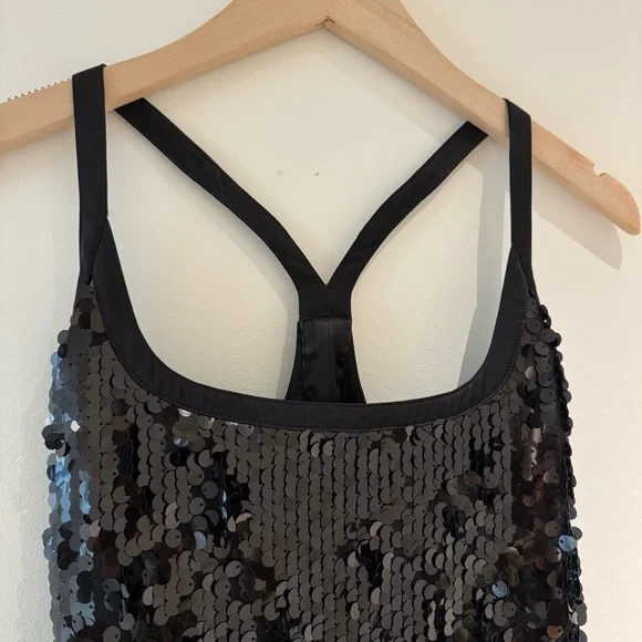 Auteur Black T-Bar Sequin Tank Dress Evening Glam with a Contemporary Twist - Picture 4 of 15